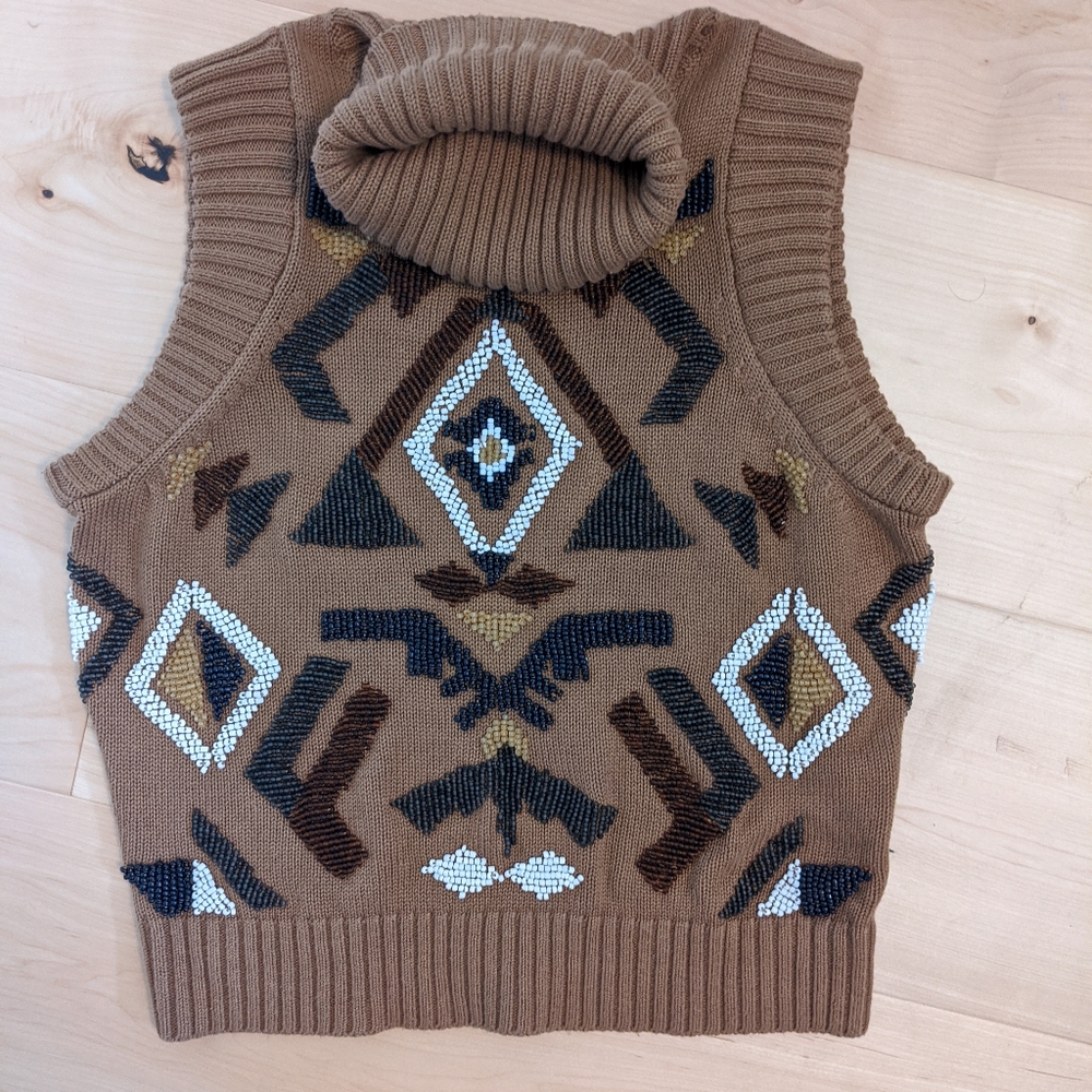 Cropped embroidered vest